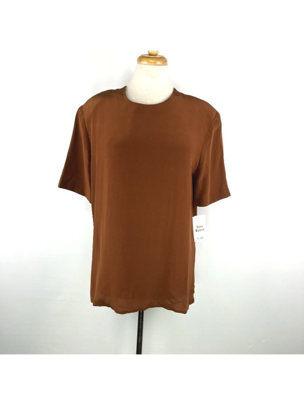 90s Evan Picone Size 14 100% Silk Burnt Orange Short Sleeve Blouse Button Back